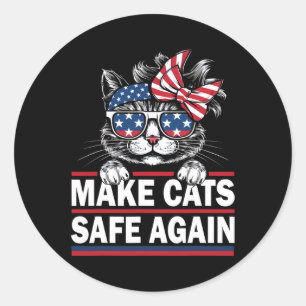Make Cats Safe Again Funny Cat Lover Usa Flag Classic Round Sticker