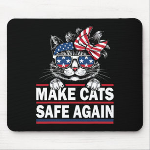 Make Cats Safe Again Funny Cat Lover Usa Flag Mouse Pad