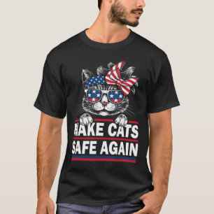 Make Cats Safe Again Funny Cat Lover Usa Flag T-Shirt