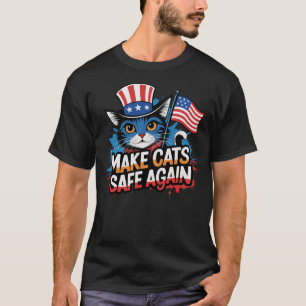 Make Cats Safe Again Funny Election 2024 Debate Qu T-Shirt