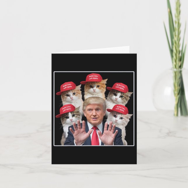 Make Cats Safe Again Trump 2024 Red Hat Make Pets  Card (Front)