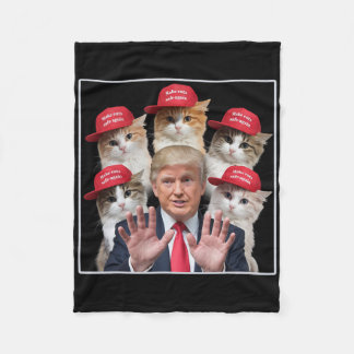 Make Cats Safe Again Trump Red Hat Make Pets Safe Fleece Blanket