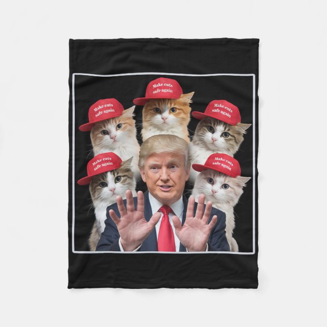 Make Cats Safe Again Trump Red Hat Make Pets Safe  Fleece Blanket (Front)