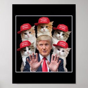 Make Cats Safe Again Trump Red Hat Make Pets Safe Poster