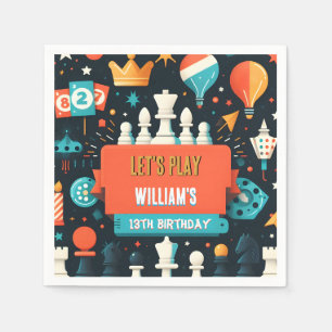 Make Chess King And Queen Game Night 13th Birthday Napkin