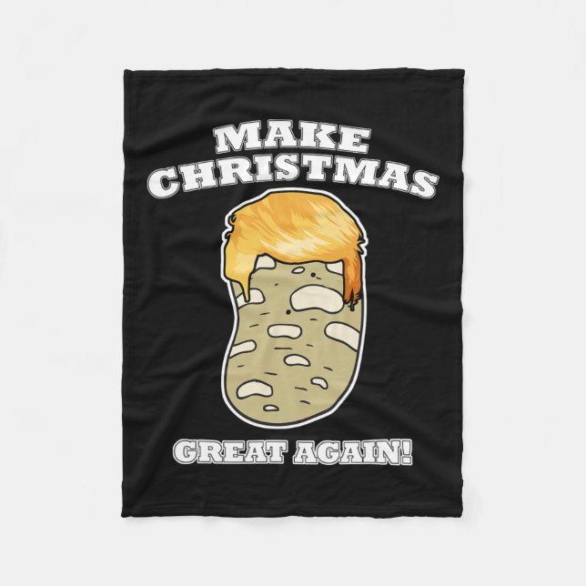 Make Christmas Great Again Christmas Potato Trump  Fleece Blanket (Front)