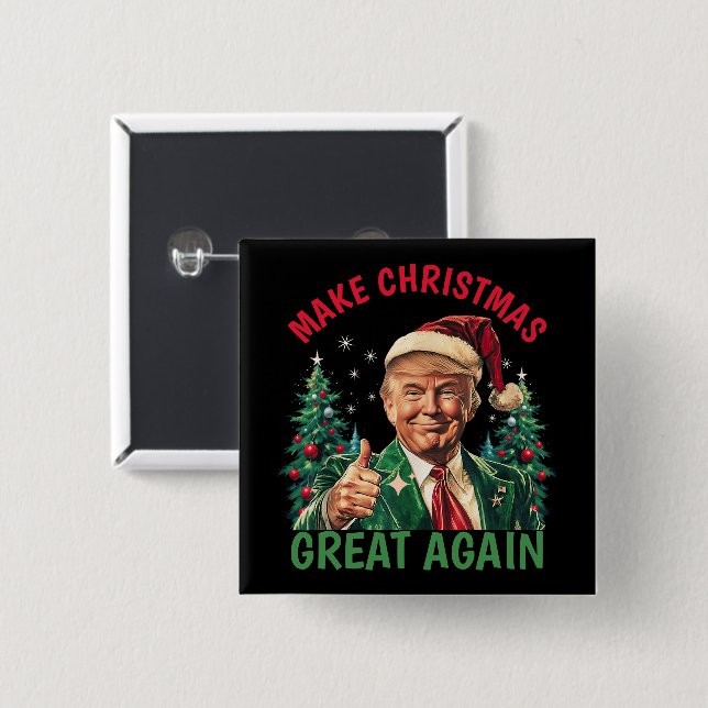 Make Christmas Great Again Funny Santa Trump 15 Cm Square Badge (Front & Back)