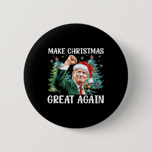 Make Christmas Great Again Funny Santa Trump 2024  6 Cm Round Badge
