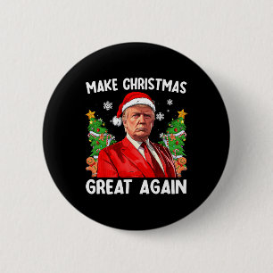 Make Christmas Great Again Funny Santa Trump 2024  6 Cm Round Badge