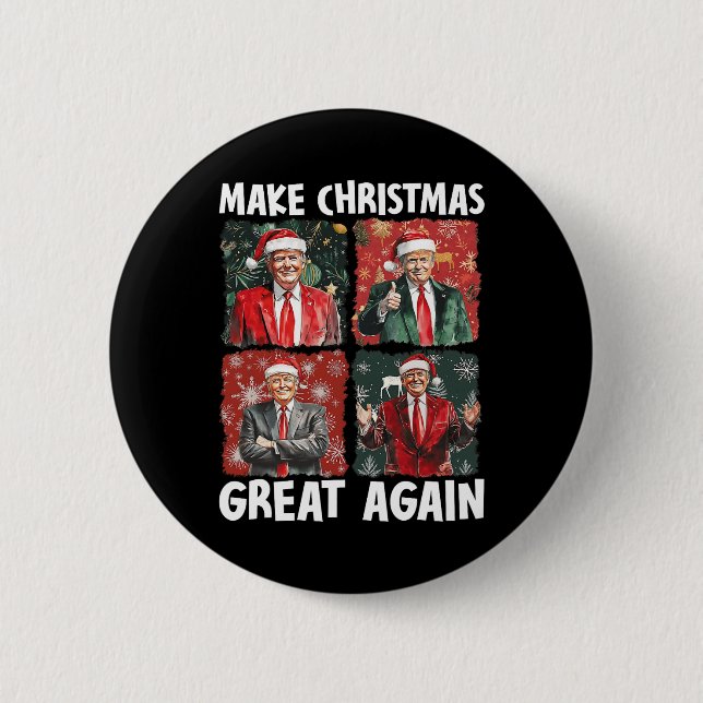 Make Christmas Great Again Funny Santa Trump 2024  6 Cm Round Badge (Front)