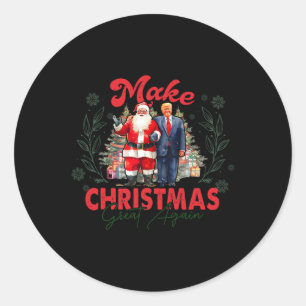 Make Christmas Great Again Funny Santa Trump 2024 Classic Round Sticker