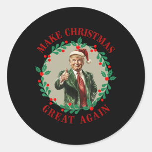 Make Christmas Great Again Funny Santa Trump 2024 Classic Round Sticker