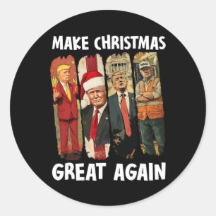 Make Christmas Great Again Funny Santa Trump 2024 Classic Round Sticker