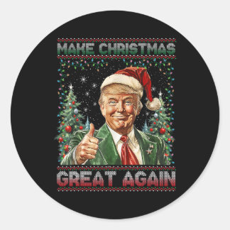 Make Christmas Great Again Funny Santa Trump 2024  Classic Round Sticker