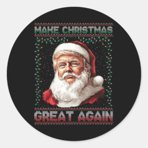 Make Christmas Great Again Funny Santa Trump 2024  Classic Round Sticker