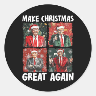 Make Christmas Great Again Funny Santa Trump 2024  Classic Round Sticker