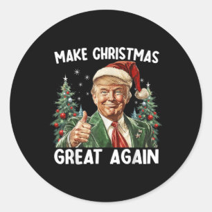 Make Christmas Great Again Funny Santa Trump 2024 Classic Round Sticker