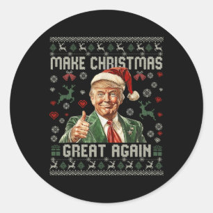 Make Christmas Great Again Funny Santa Trump 2024  Classic Round Sticker