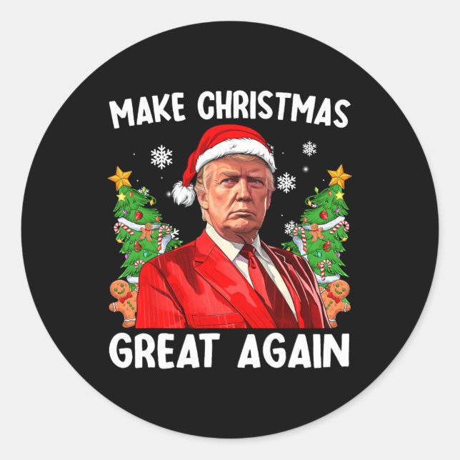 Make Christmas Great Again Funny Santa Trump 2024  Classic Round Sticker (Front)