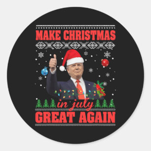 Make Christmas Great Again Funny Santa Trump 2024 Classic Round Sticker