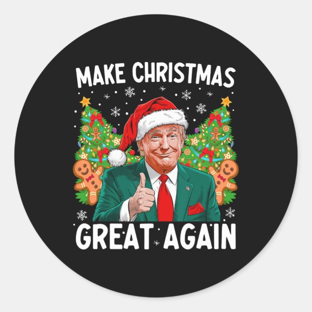 Make Christmas Great Again Funny Santa Trump 2024  Classic Round Sticker (Front)