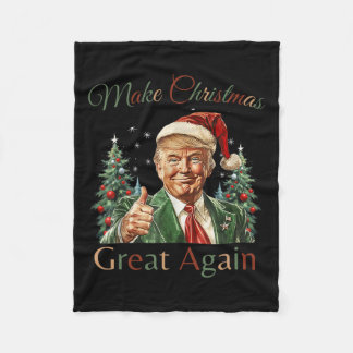 Make Christmas Great Again Funny Santa Trump 2024 Fleece Blanket