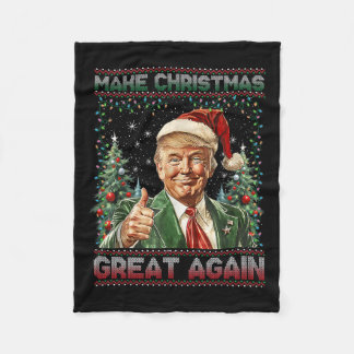 Make Christmas Great Again Funny Santa Trump 2024 Fleece Blanket