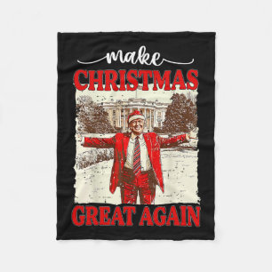 Make Christmas Great Again Funny Santa Trump 2024 Fleece Blanket