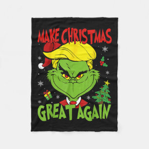 Make Christmas Great Again Funny Santa Trump 2024 Fleece Blanket