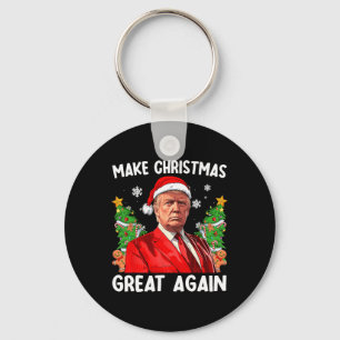 Make Christmas Great Again Funny Santa Trump 2024  Key Ring