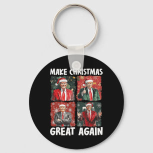 Make Christmas Great Again Funny Santa Trump 2024 Key Ring