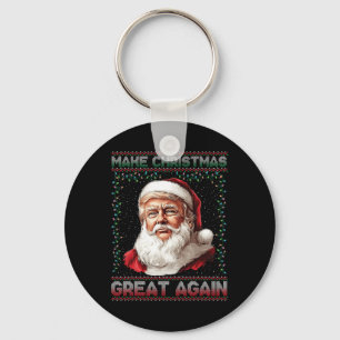 Make Christmas Great Again Funny Santa Trump 2024 Key Ring