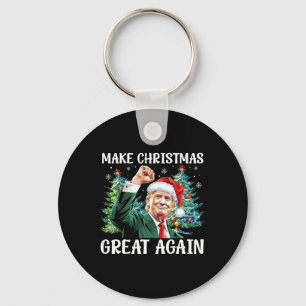 Make Christmas Great Again Funny Santa Trump 2024 Key Ring