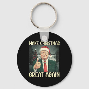 Make Christmas Great Again Funny Santa Trump 2024  Key Ring