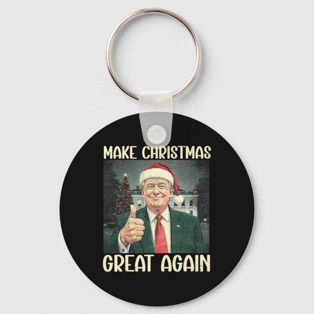 Make Christmas Great Again Funny Santa Trump 2024  Key Ring (Front)