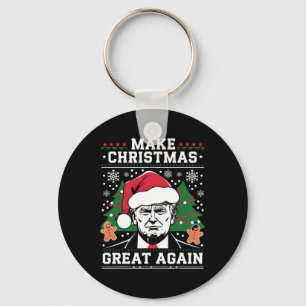 Make Christmas Great Again Funny Santa Trump 2024 Key Ring