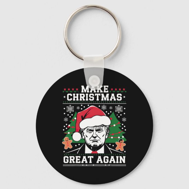 Make Christmas Great Again Funny Santa Trump 2024  Key Ring (Front)