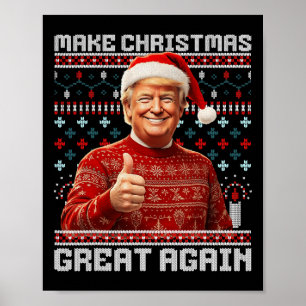 Make Christmas Great Again Funny Santa Trump 2024 Poster