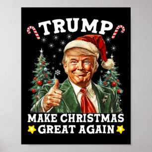 Make Christmas Great Again Funny Santa Trump 2024 Poster