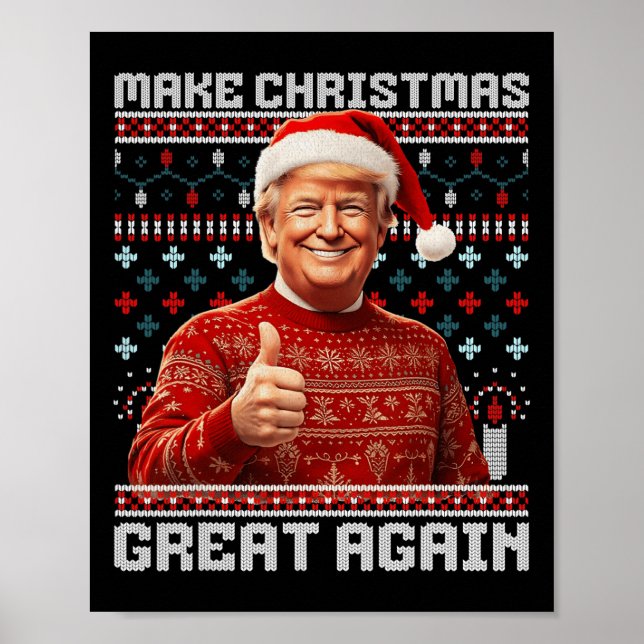 Make Christmas Great Again Funny Santa Trump 2024  Poster (Front)