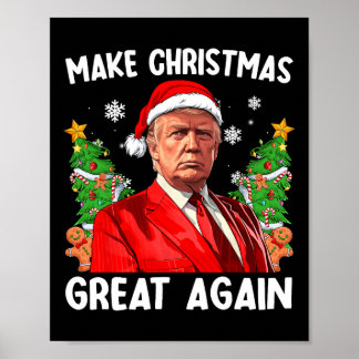 Make Christmas Great Again Funny Santa Trump 2024  Poster