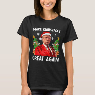 Make Christmas Great Again Funny Santa Trump 2024  T-Shirt