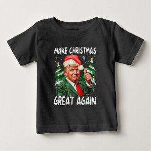 Make Christmas Great Again Funny Santa Trump 2025 Baby T-Shirt