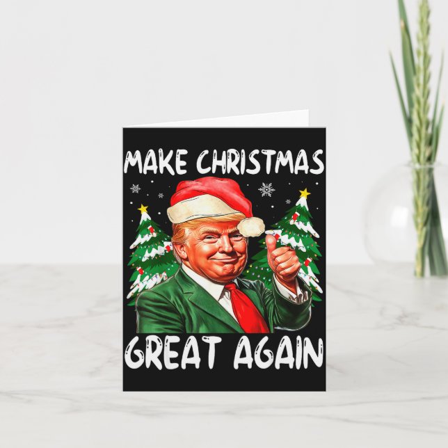 Make Christmas Great Again Funny Santa Trump 2025  Card (Front)