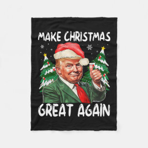 Make Christmas Great Again Funny Santa Trump 2025 Fleece Blanket