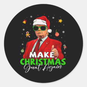 Make Christmas Great Again Funny Santa Trump Chris Classic Round Sticker