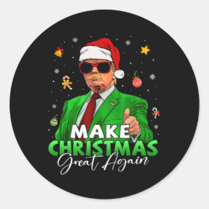 Make Christmas Great Again Funny Santa Trump Chris Classic Round Sticker