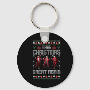 Make Christmas Great Again Funny Santa Trump Dance Key Ring
