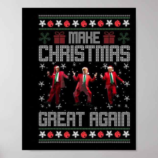 Make Christmas Great Again Funny Santa Trump Dance Poster (Front)