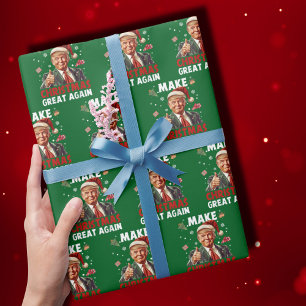 Make Christmas Great Again Funny Santa Trump Gift Wrapping Paper